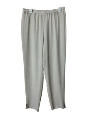 Eileen Fisher 100% Silk crepe lined Ankle pull on Pant Bone Ivory womens S